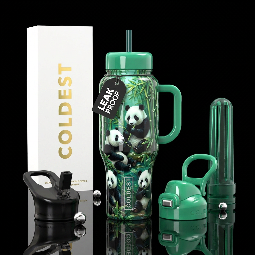 Beautiful pandas water bottle design