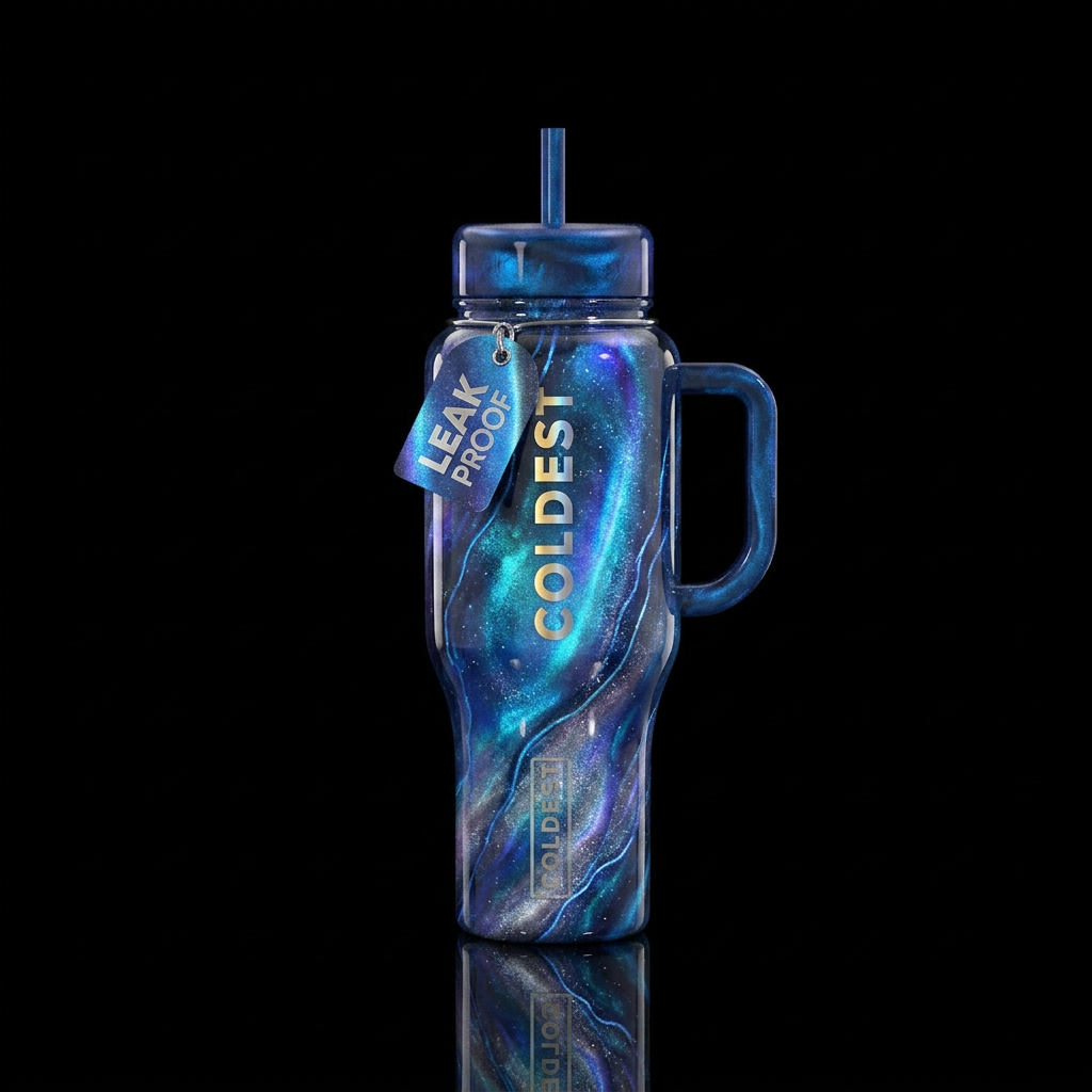 Blue cat eye water bottle design