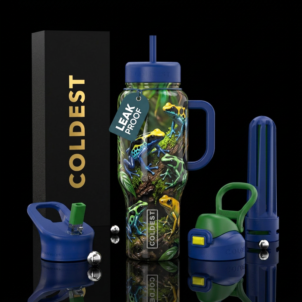 Frogs galore water bottle design