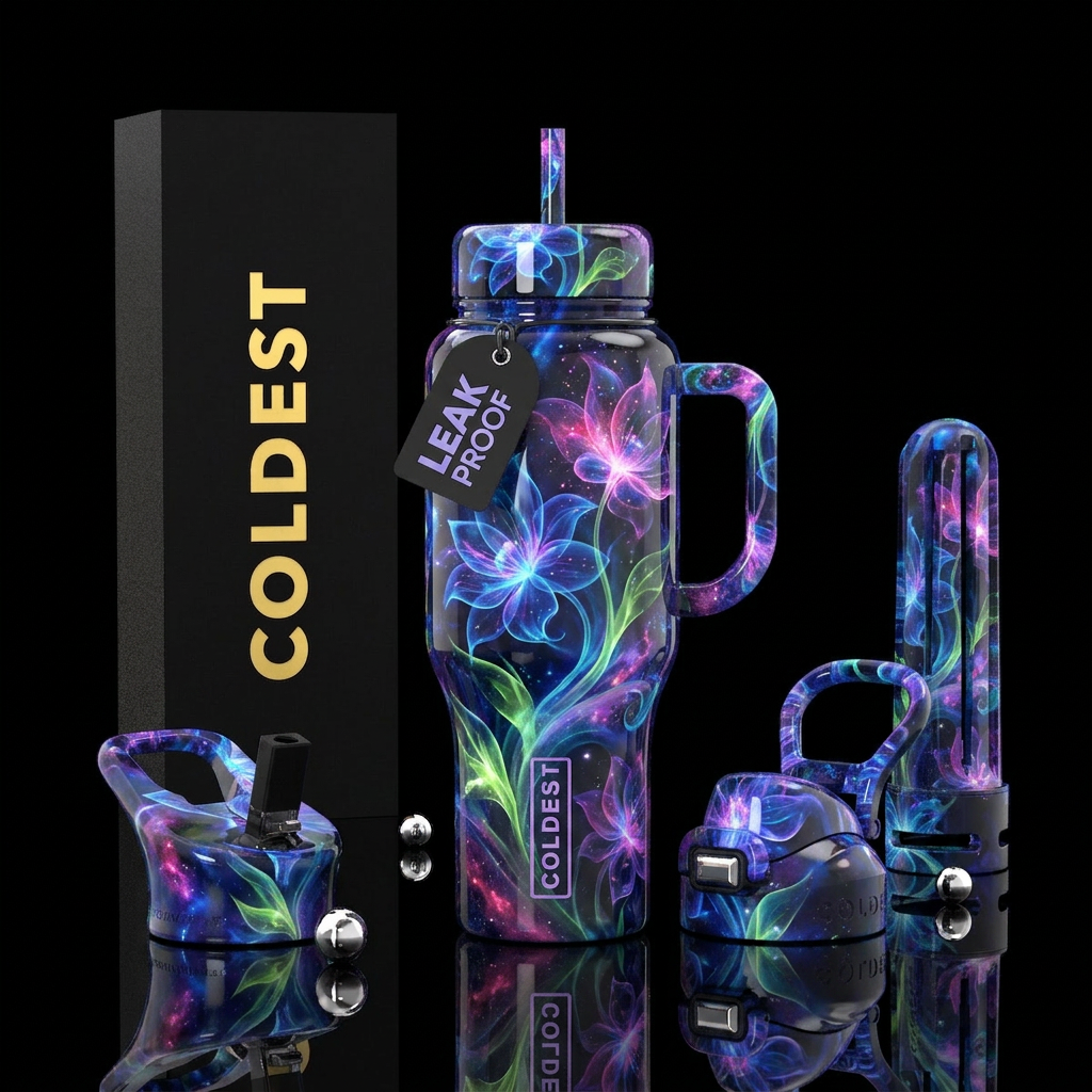 Ghost flowers water bottle design