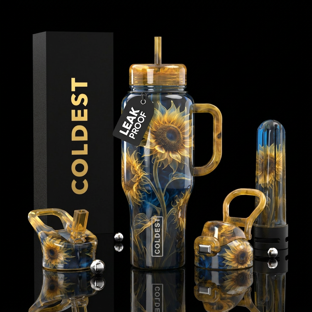 Ghostly Sunflowers water bottle design