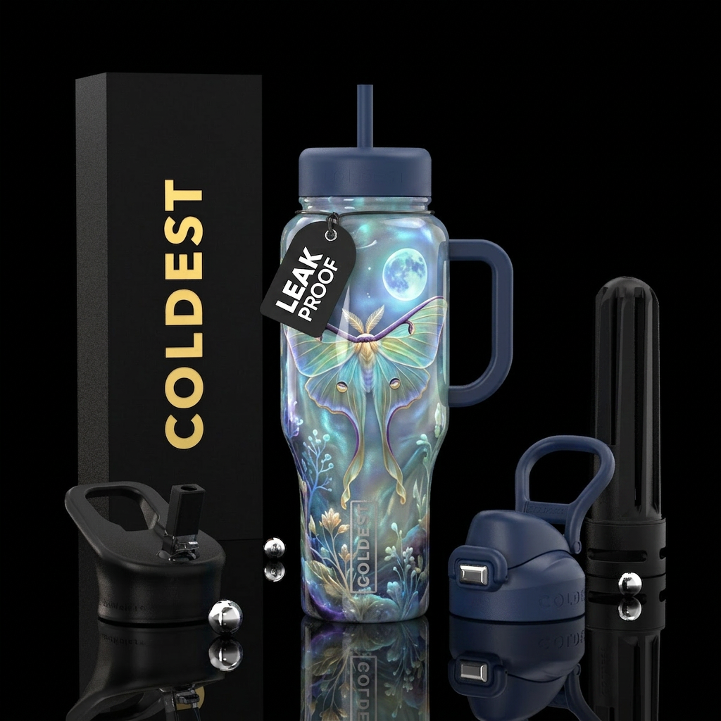 Luna moth water bottle design