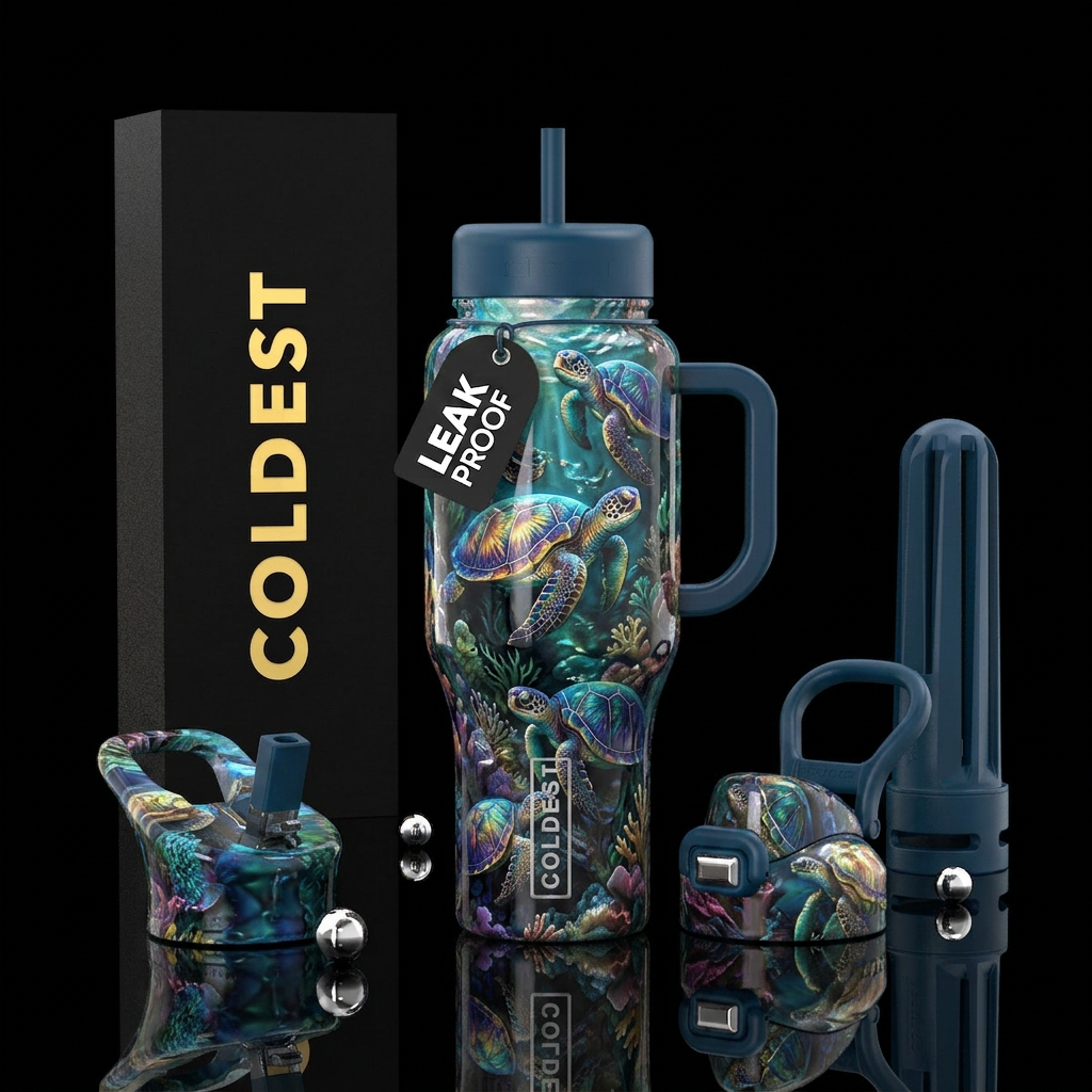 Gorgeous sea turtles water bottle design