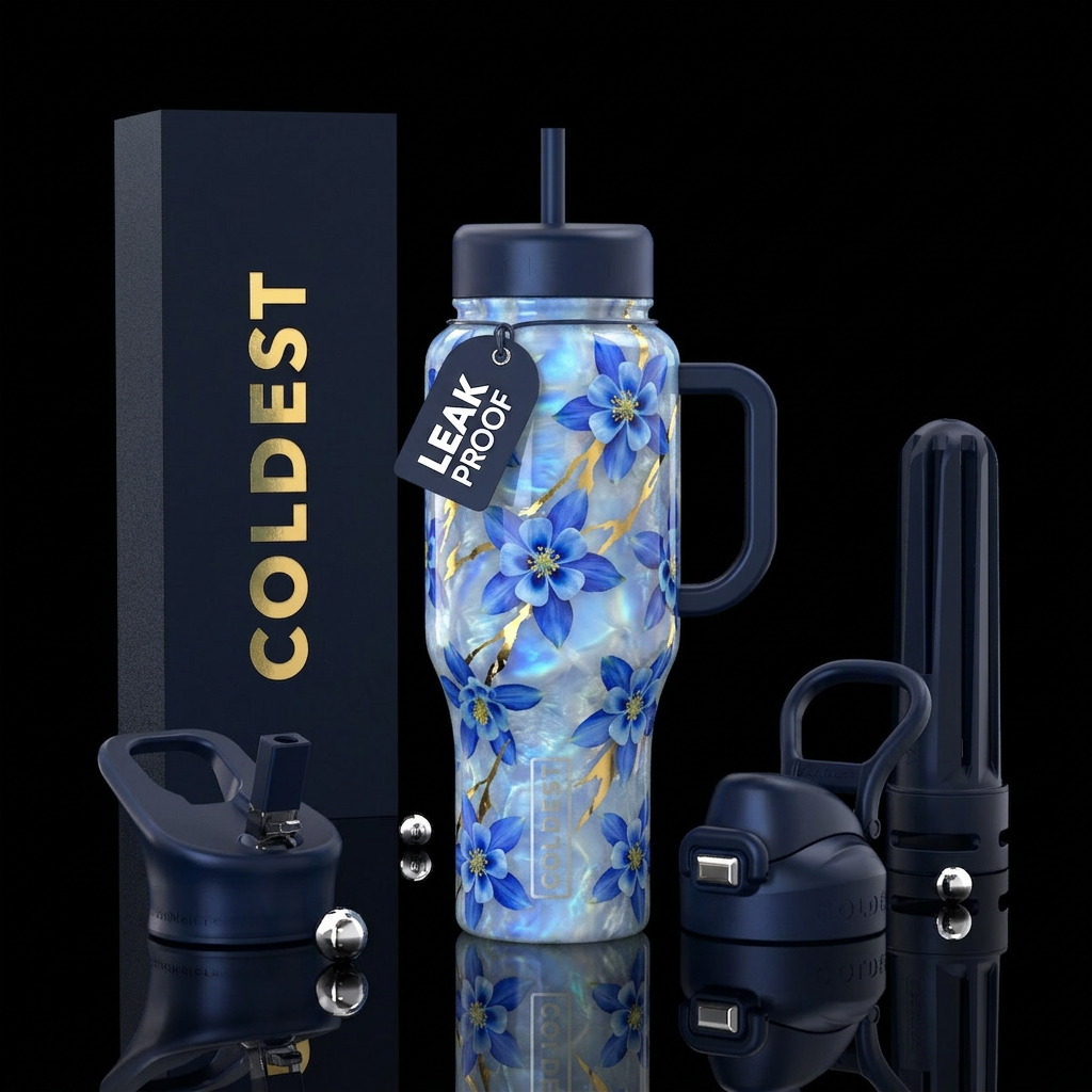 Beautiful in blue water bottle design