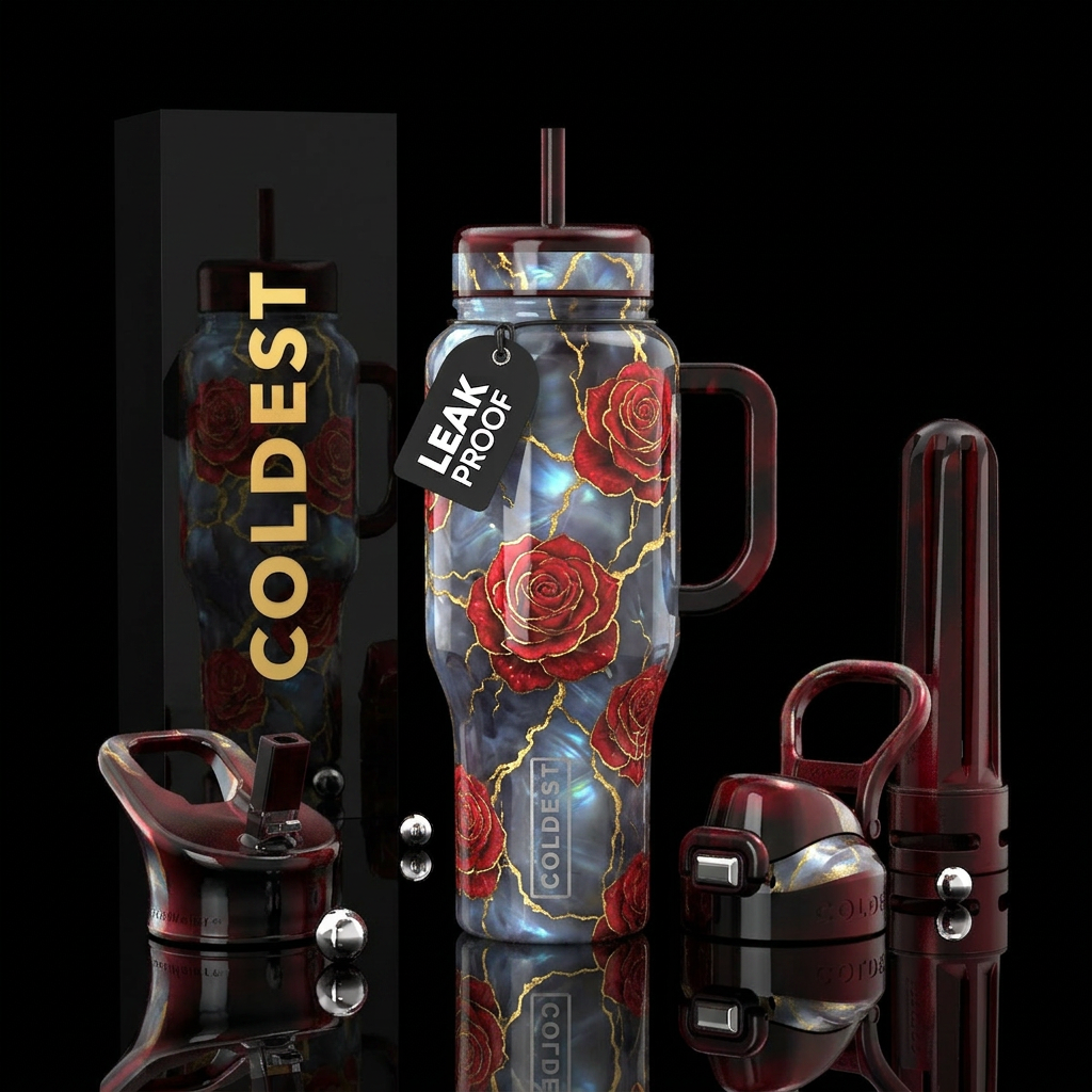 roses with love water bottle design