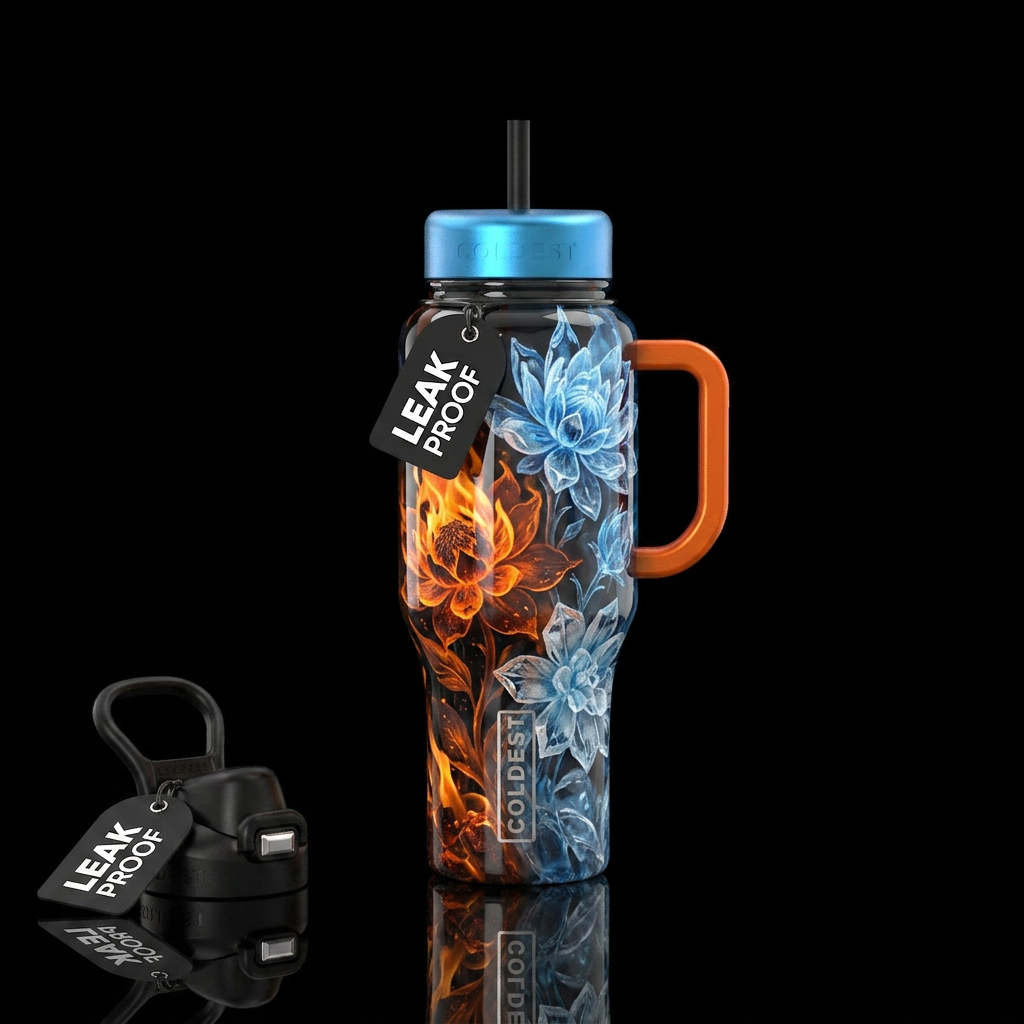Flowers of fire and ice water bottle design