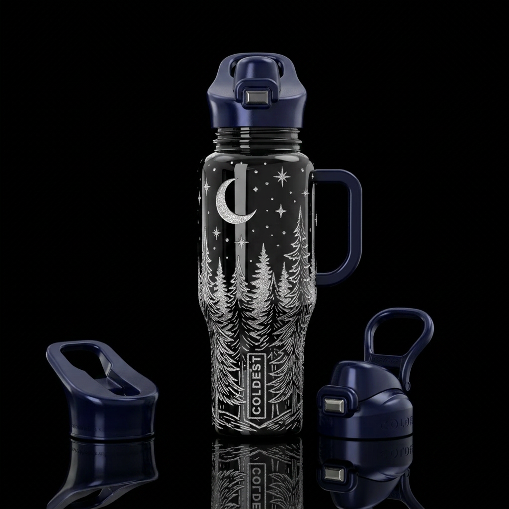 Beautiful midnight art water bottle design