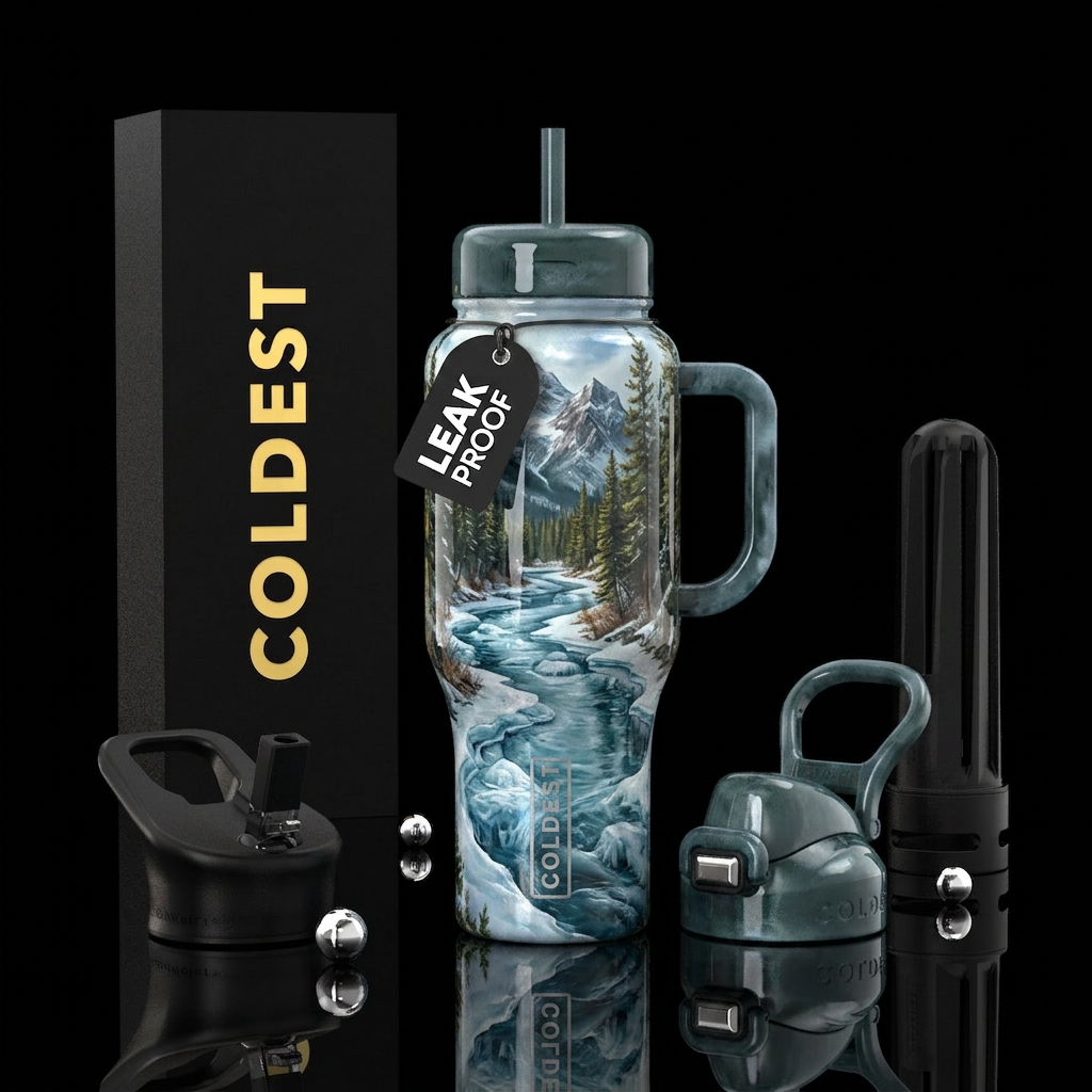 Winter wonderland water bottle design