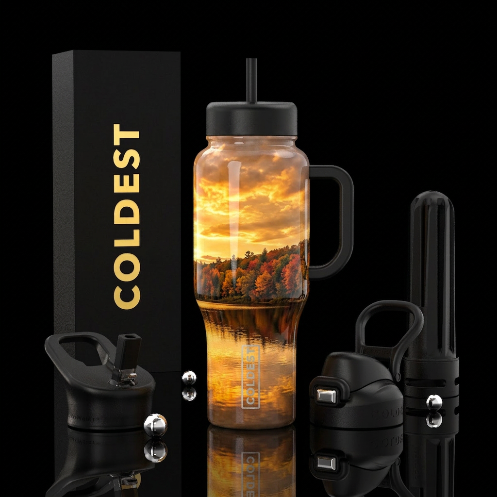 Fall sunset water bottle design