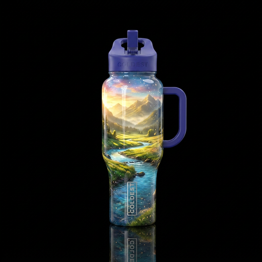 Calming relaxing beauty water bottle design