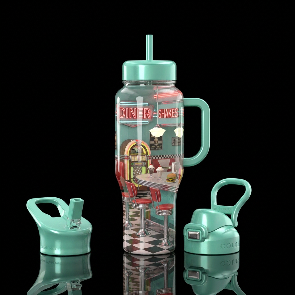 The 50s Diner water bottle design