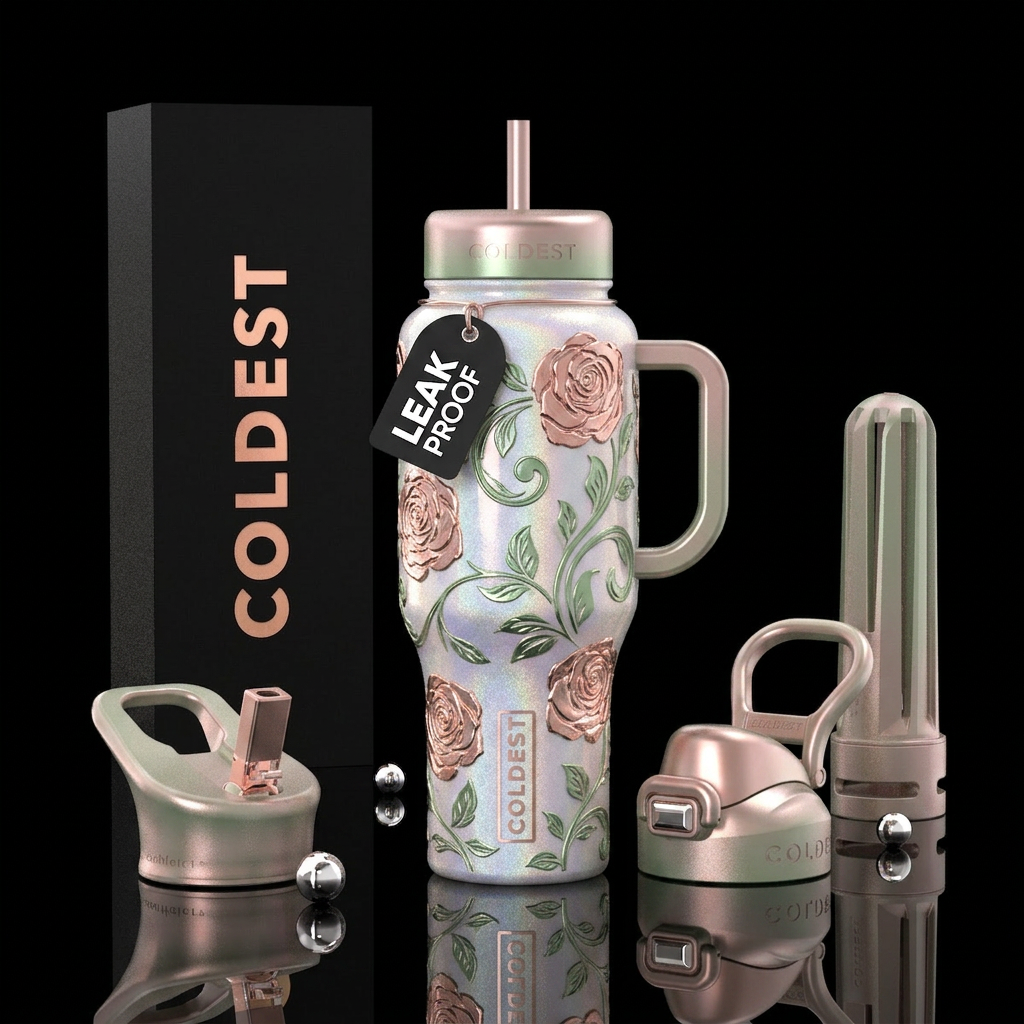 Golden roses water bottle design