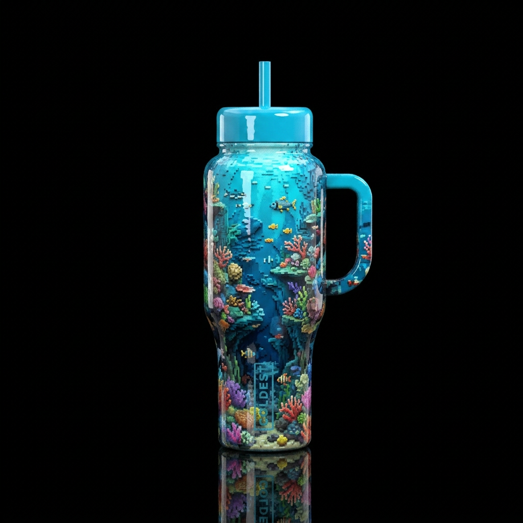 Pixels of fun water bottle design
