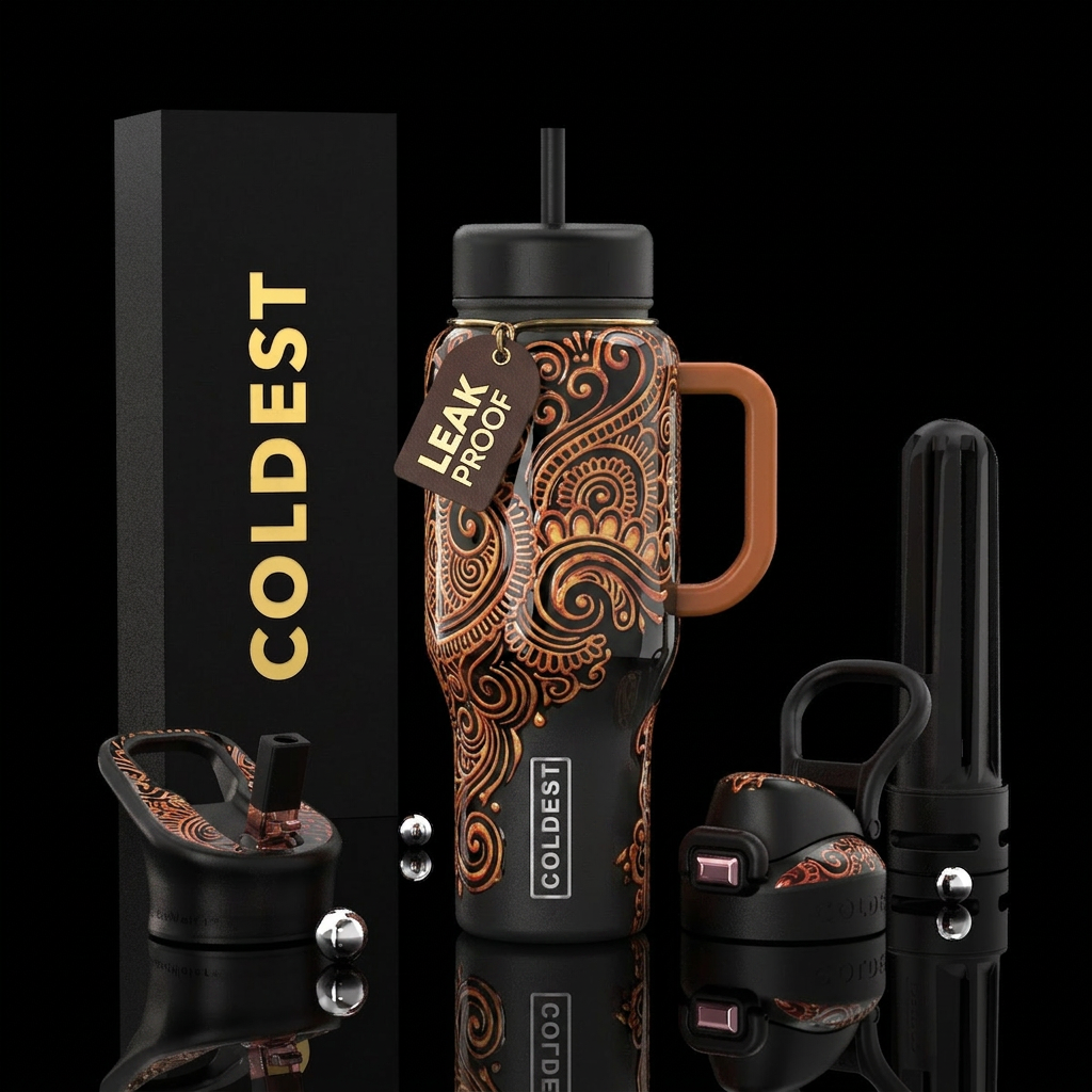 Henna water bottle design