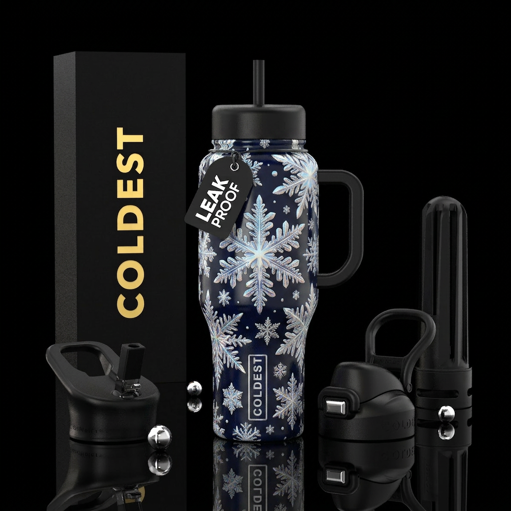 Moon flakes water bottle design