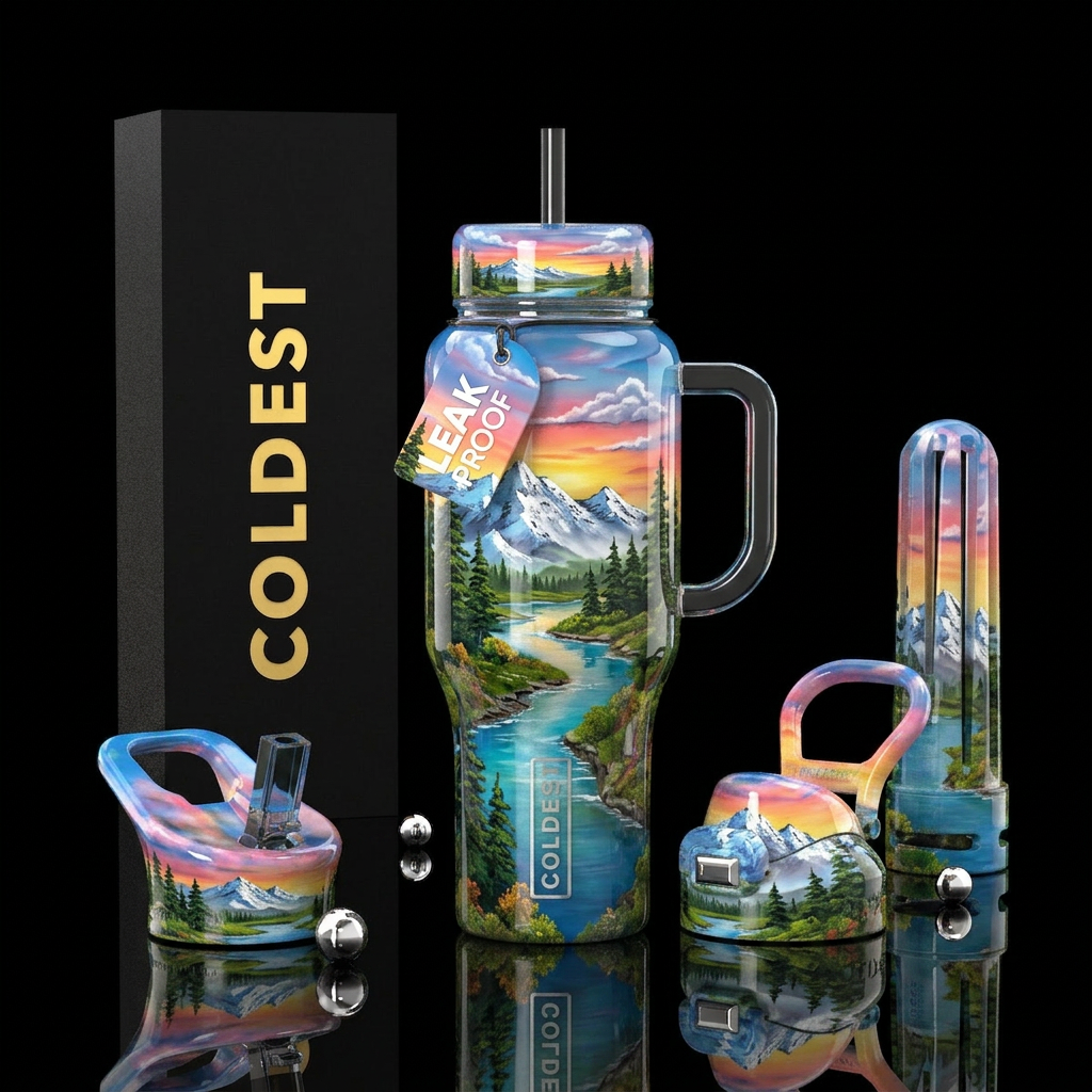 Beautiful mountains water bottle design