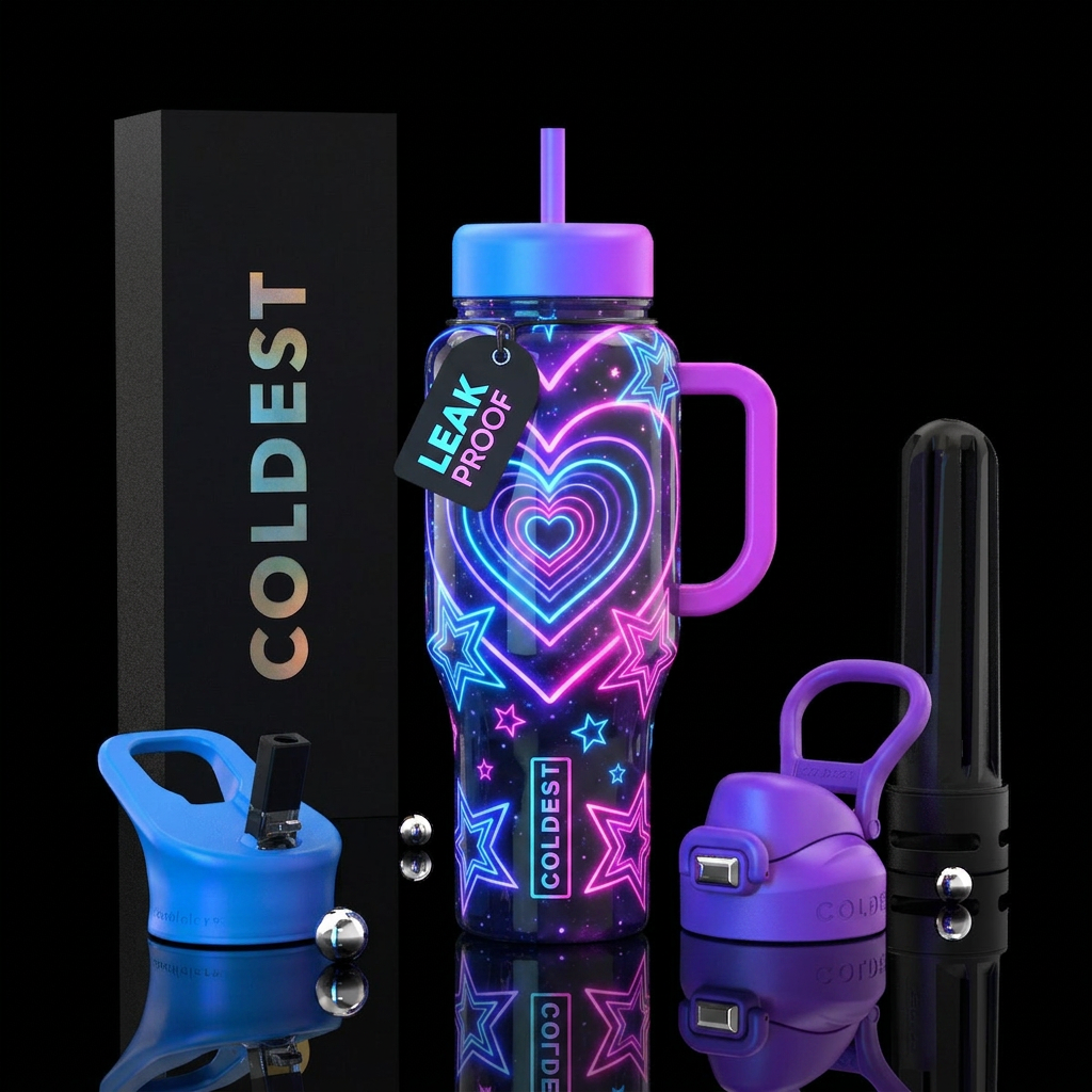 Stars and hearts water bottle design