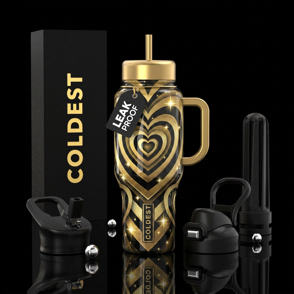 Hearts on hearts water bottle design