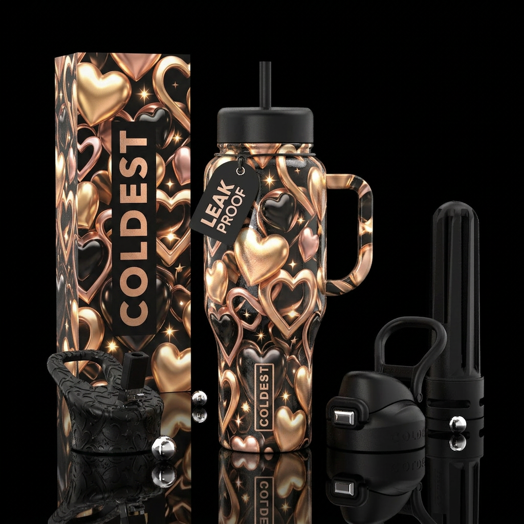 Heart love water bottle design