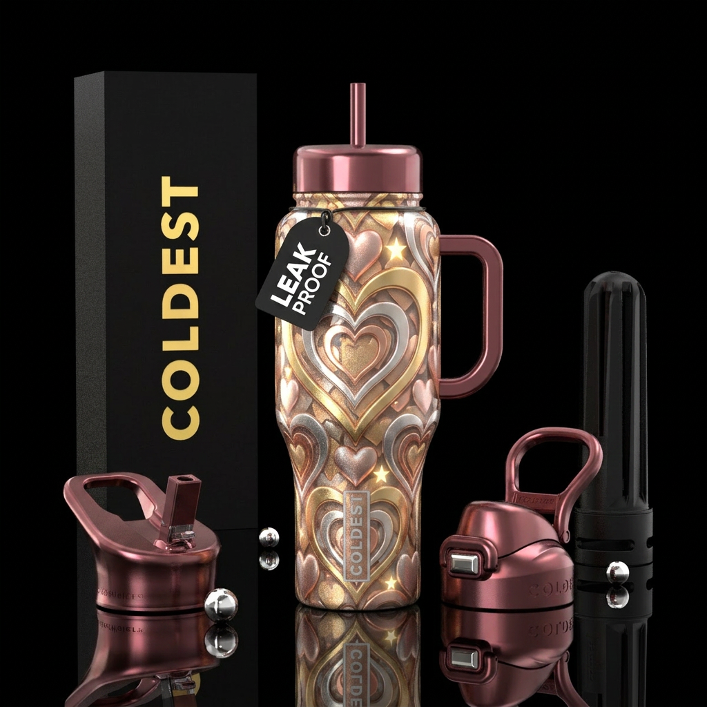 Beautiful heart love water bottle design