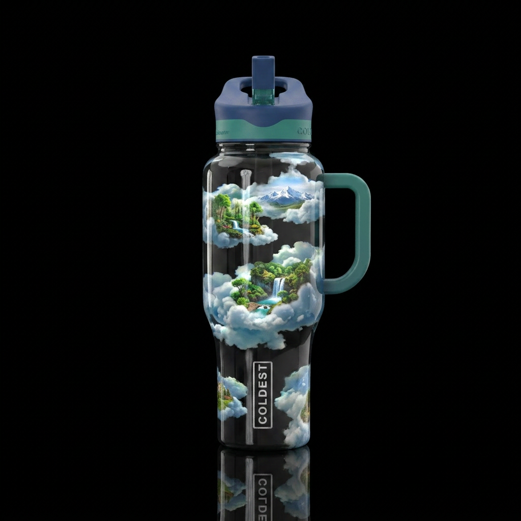 Clouds of nature water bottle design