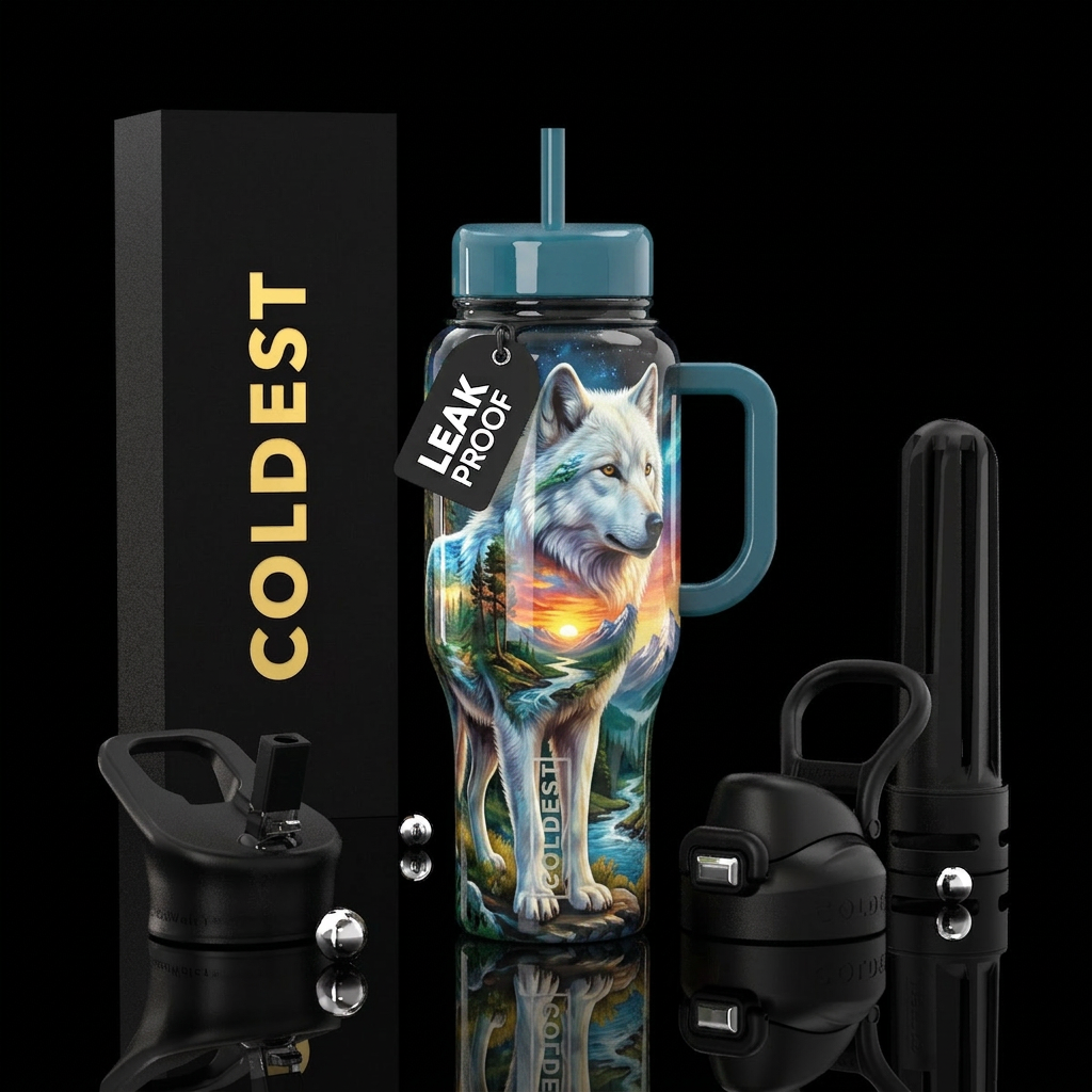 Wolf nature water bottle design