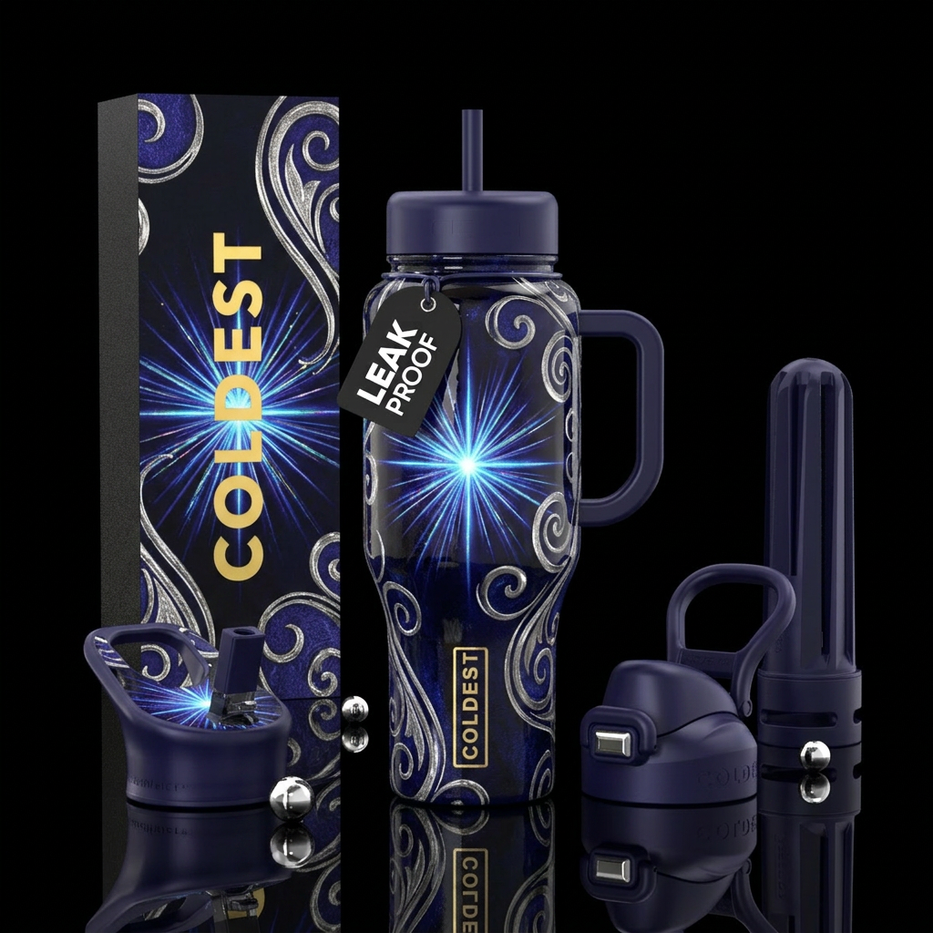 Starburst and scrolls water bottle design