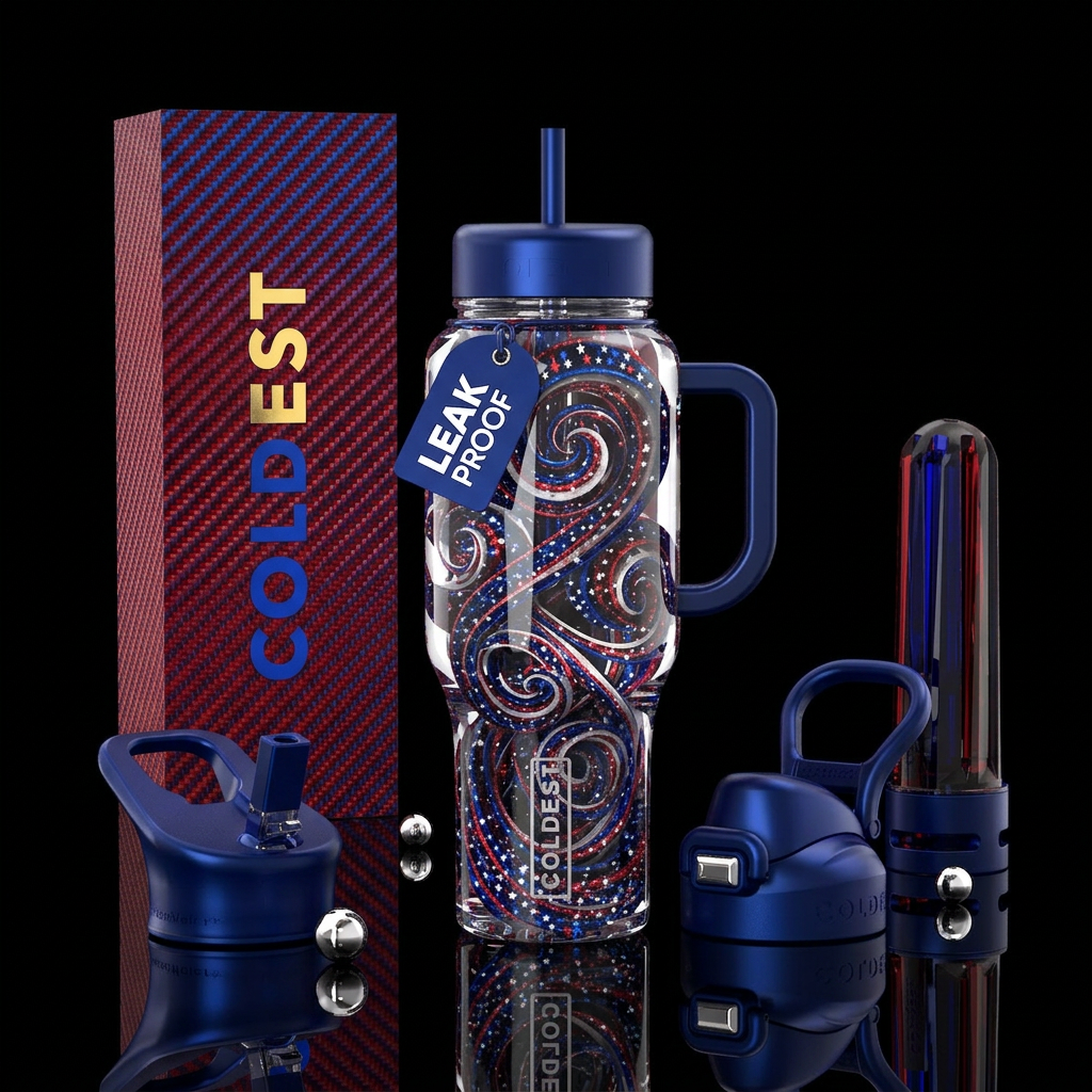 Patriotic scrolls water bottle design