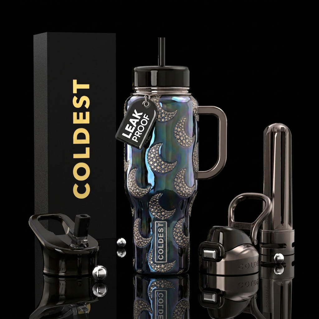 Starry moon water bottle design