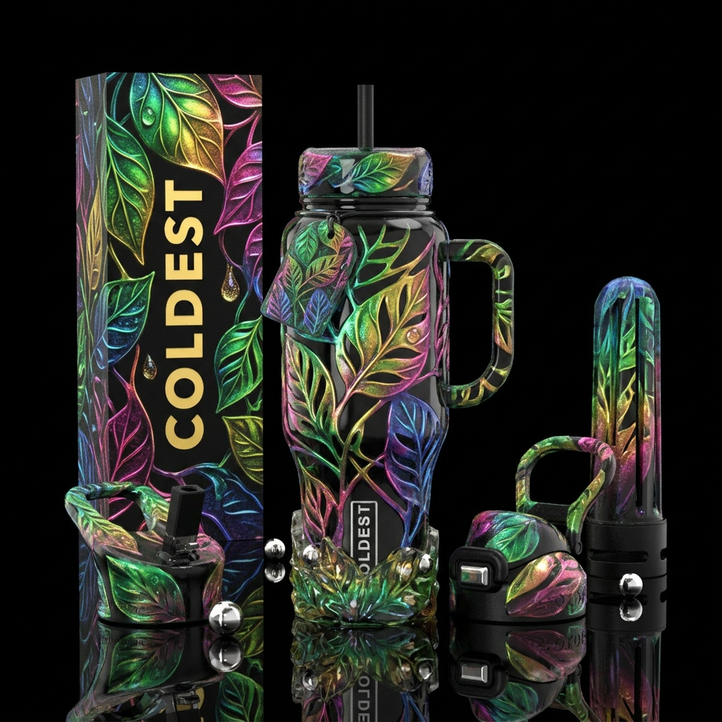Leaves cutout water bottle design
