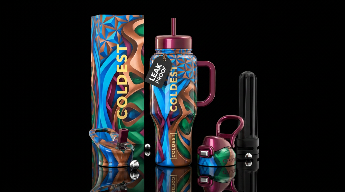 Abstract art water bottle design