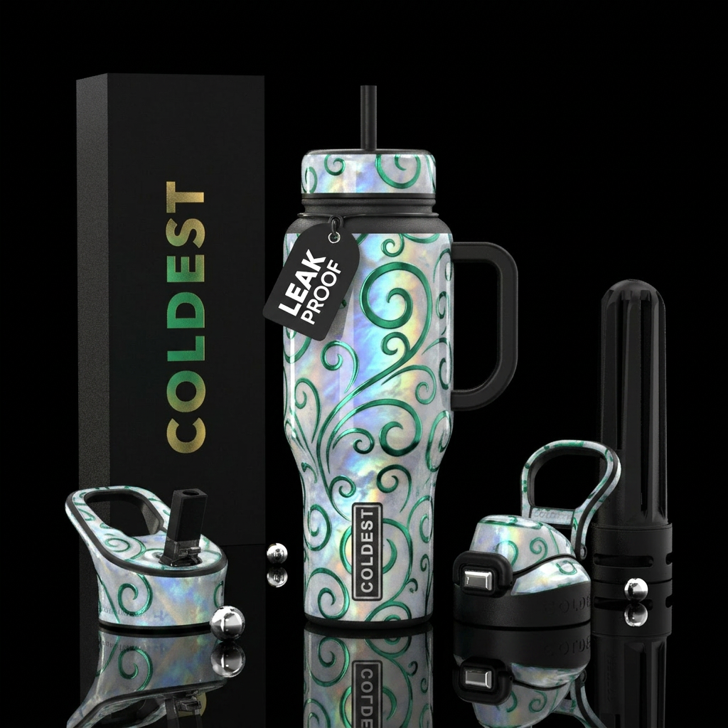 Scrolling swirls of fun water bottle design