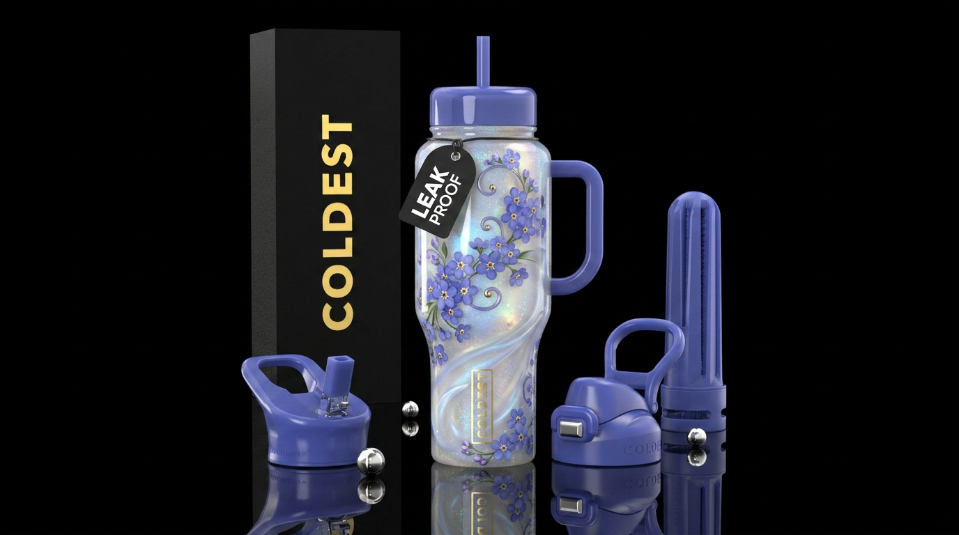 Swirls of flowers water bottle design