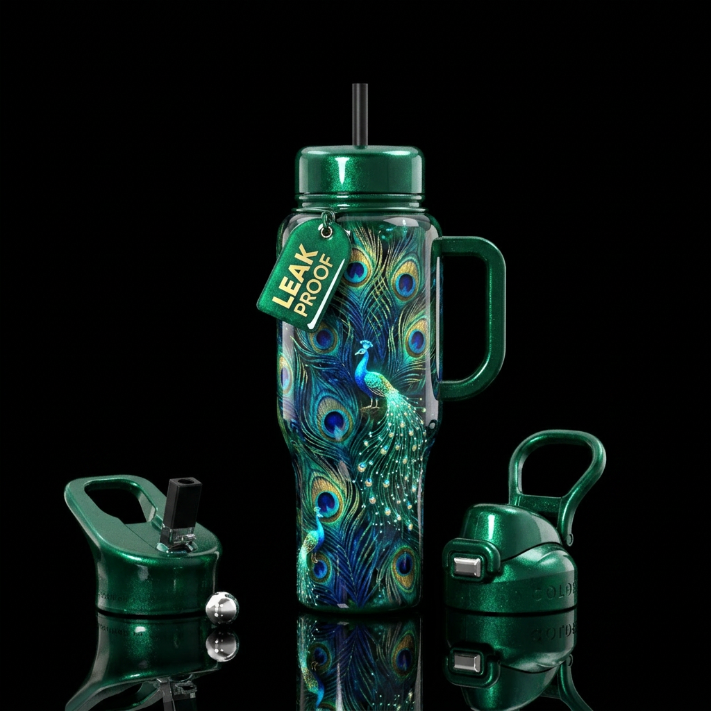 Beautiful peacock water bottle design