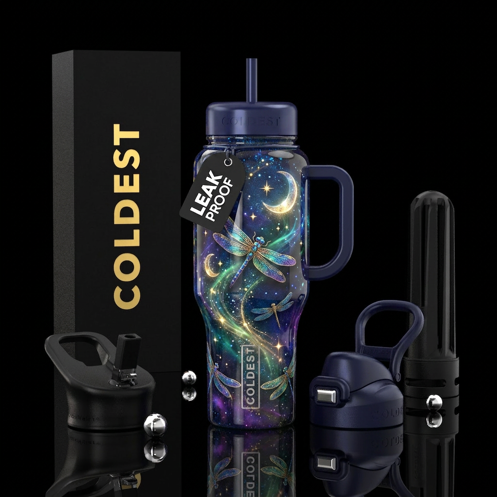 Zooming dragonflies water bottle design