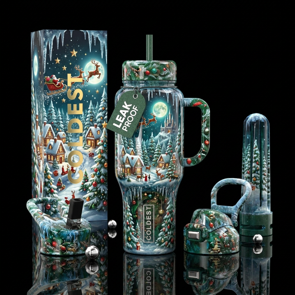 Christmas wonderland water bottle design