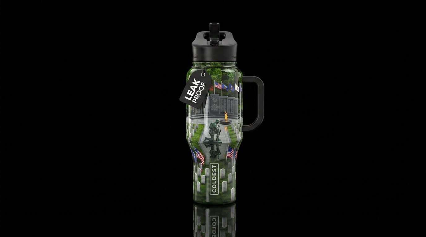 Veterans memorial water bottle design