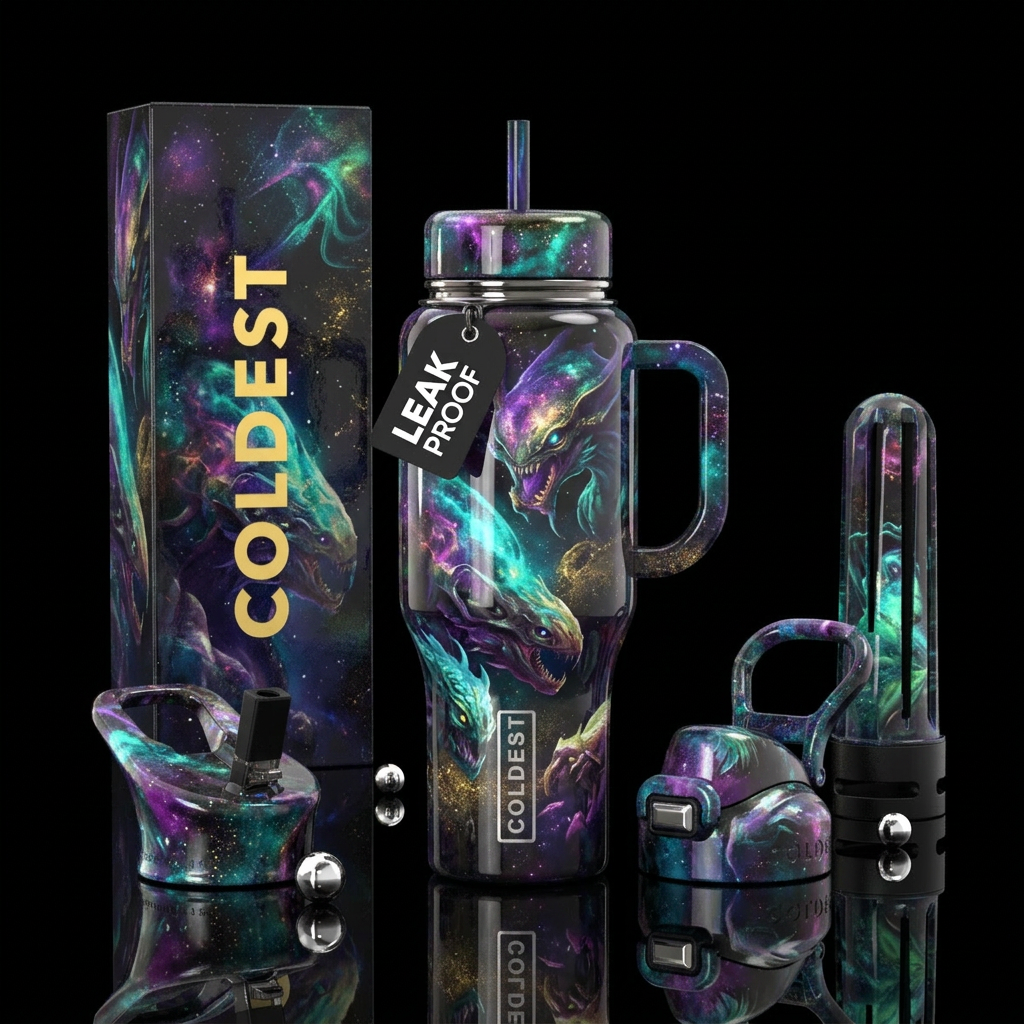 Creatures from beyond water bottle design