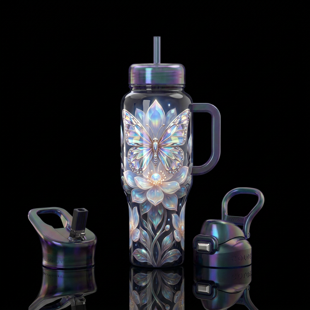 Moonstone and crystal water bottle design