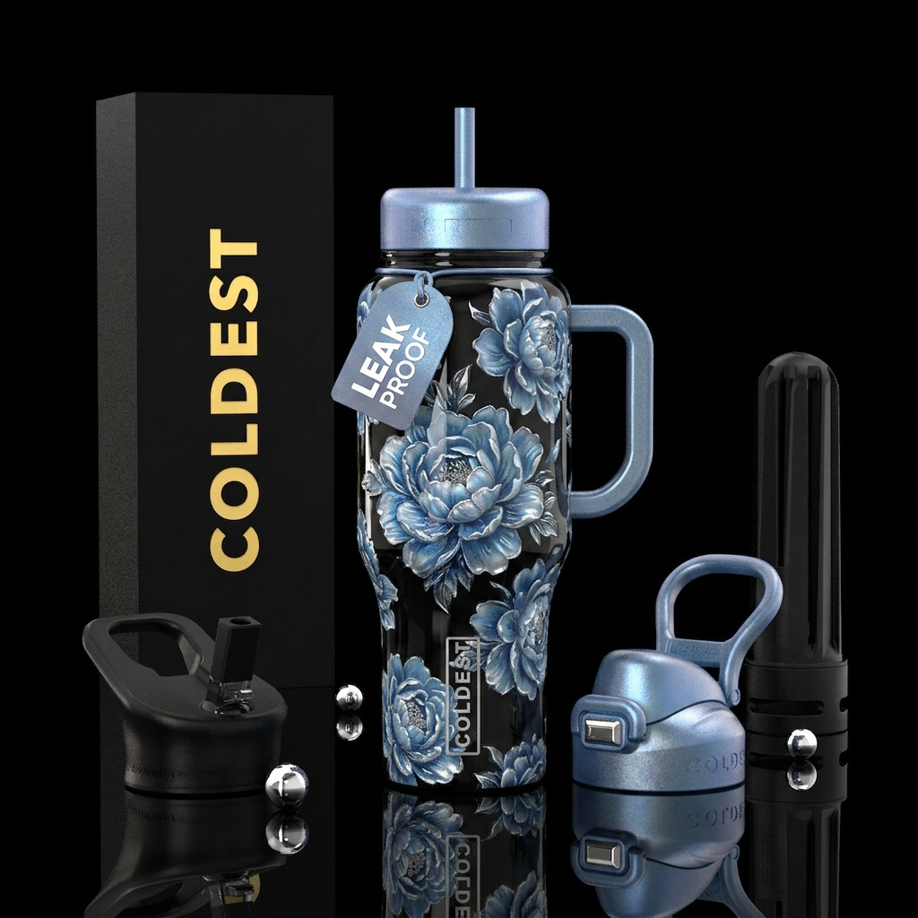 Peonies water bottle design
