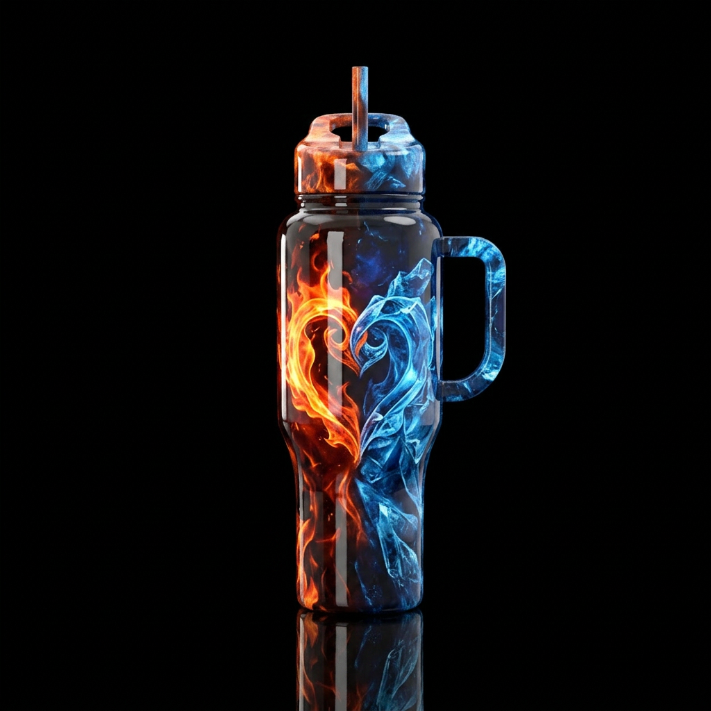 Fire and ice water bottle design