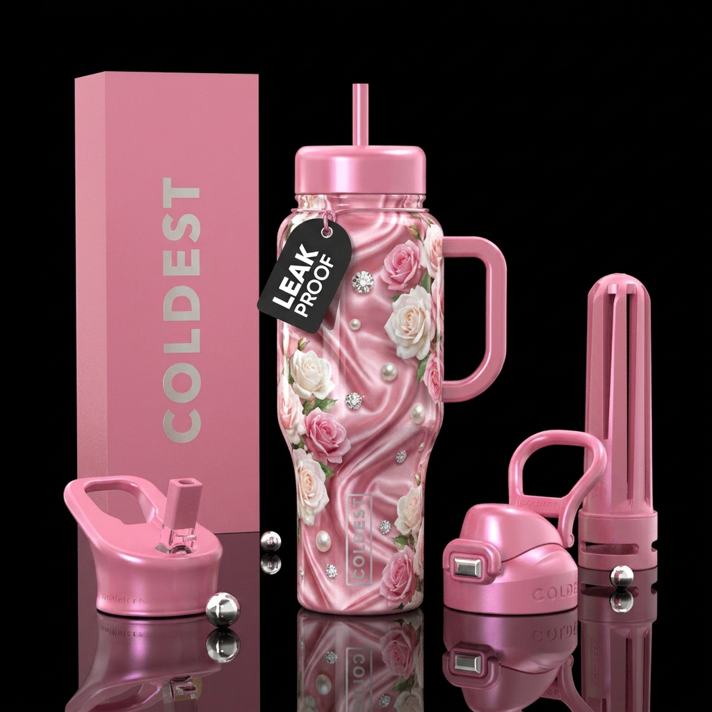 Silk and roses water bottle design
