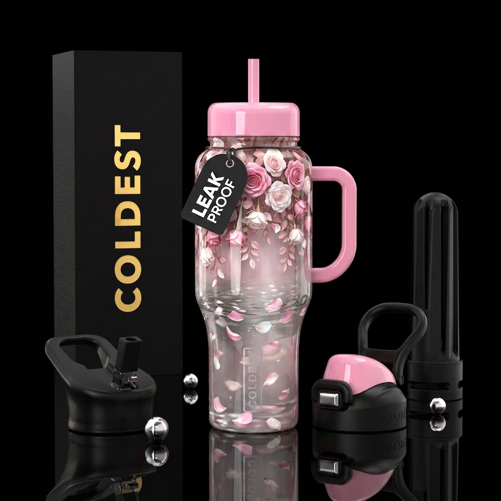Rose petals love water bottle design