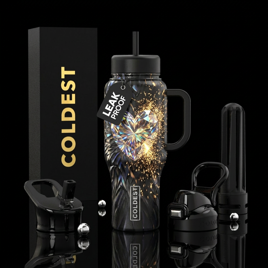 Heart glow water bottle design