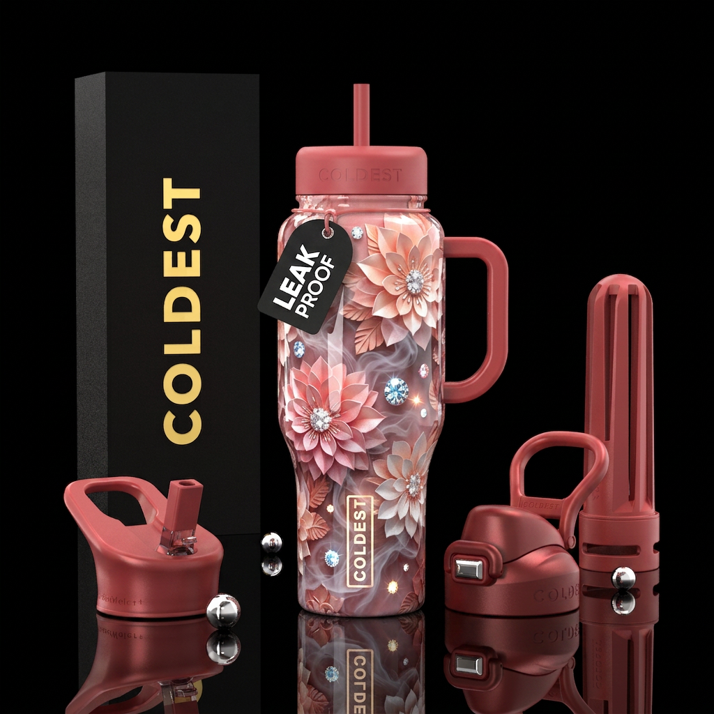 Artistic floral water bottle design
