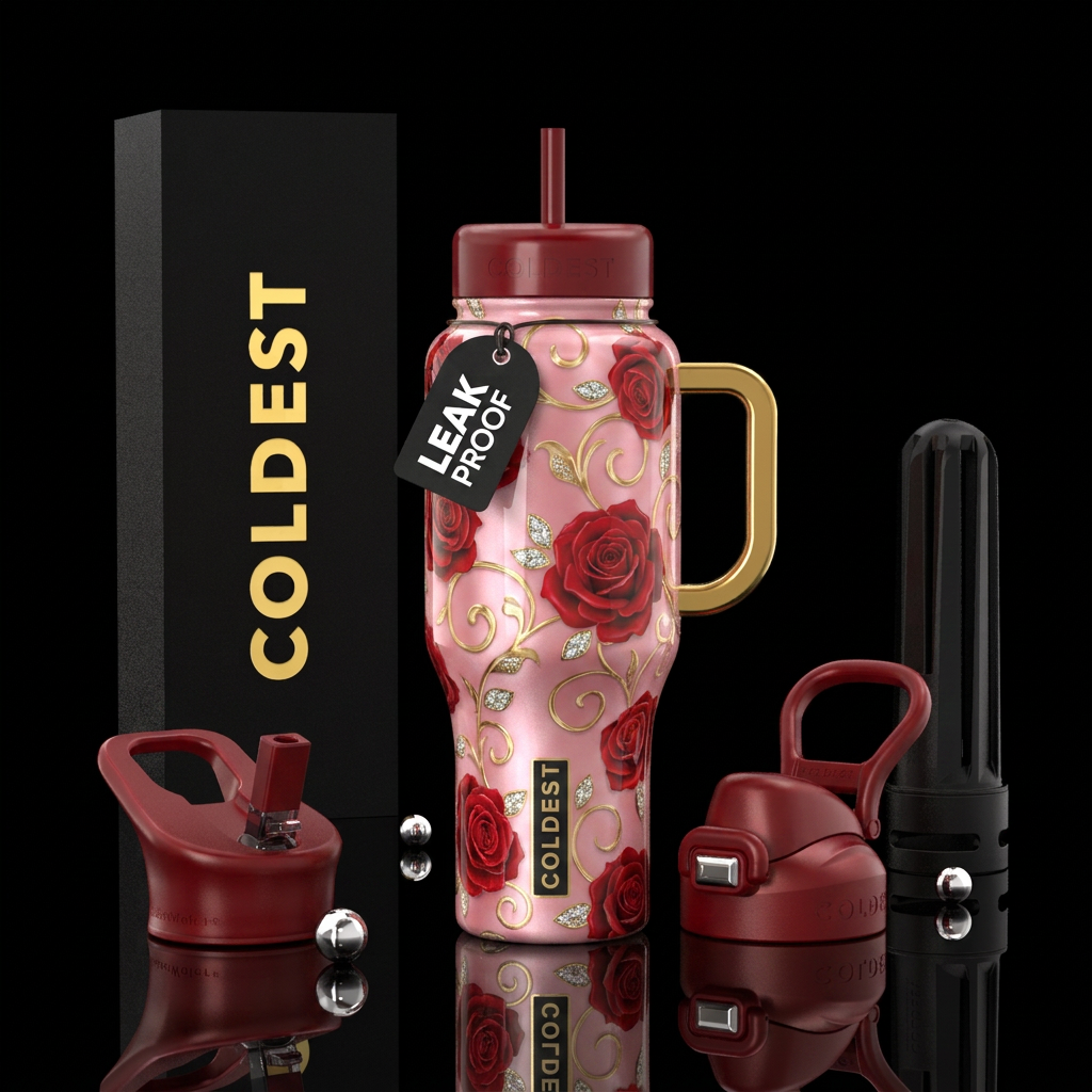 Diamonds and roses water bottle design