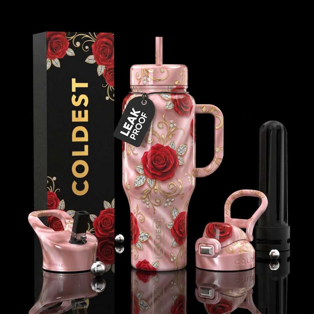 Roses and silk water bottle design
