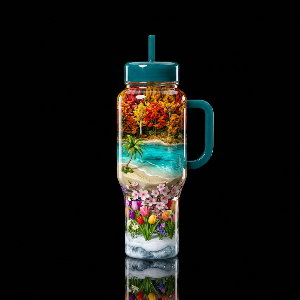 The seasons of life water bottle design