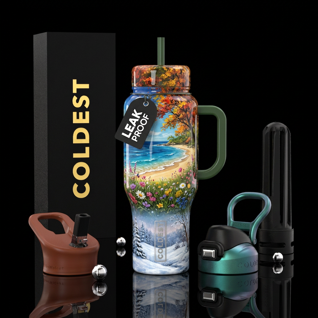The changing of seasons water bottle design