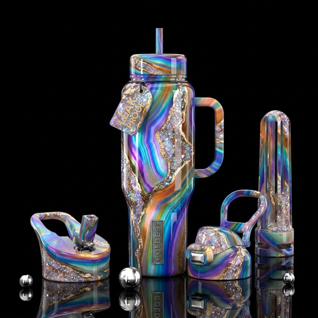 Crystal and agate water bottle design